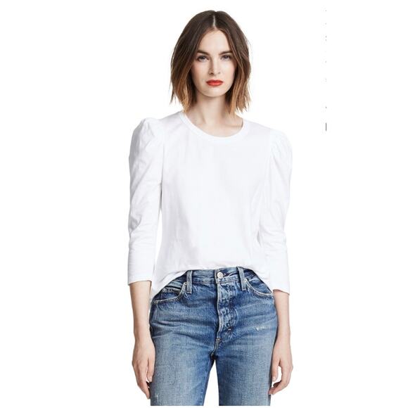 A.L.C. Karlie Puff-Sleeve Tee in White - Picture 1 of 11
